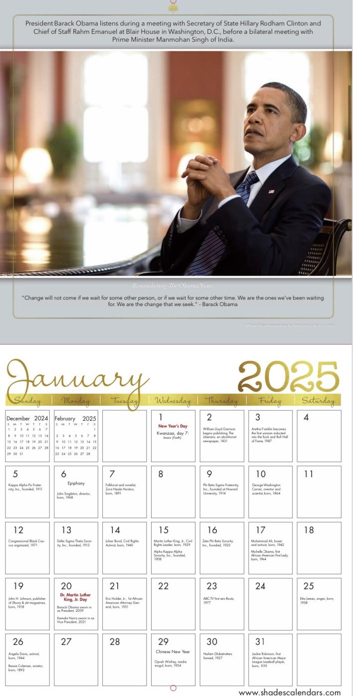 The Obama Years 2025 African American Wall Calendar