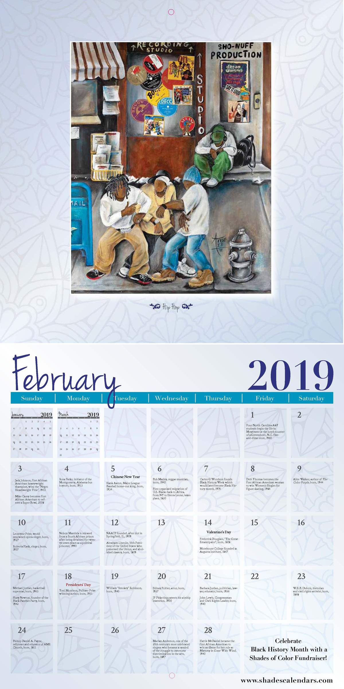 2019 African American Wall Calendar The Art of Annie Lee - Shades of Color1200 x 2400