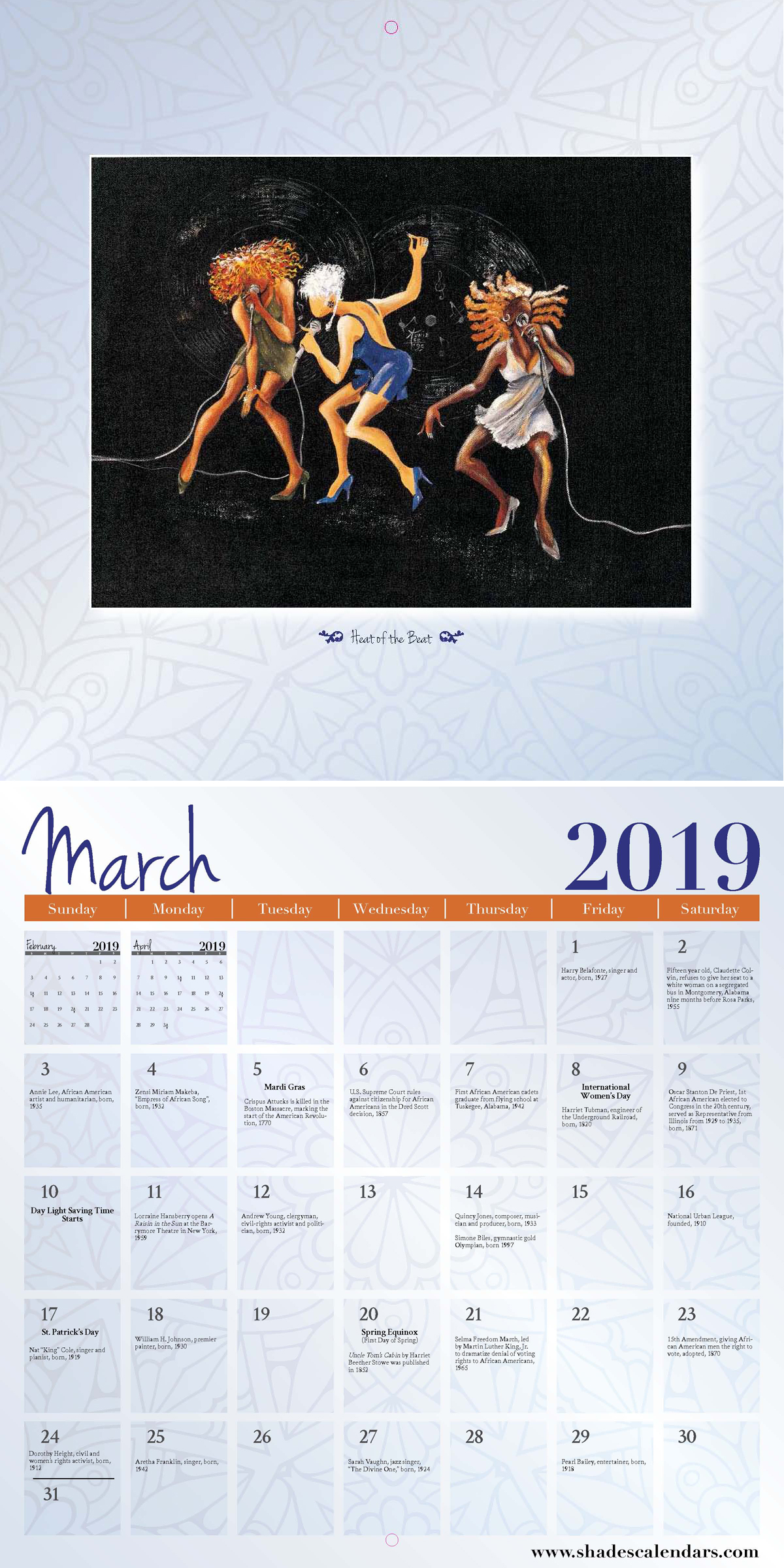 2019 African American Wall Calendar The Art of Annie Lee - Shades of Color1200 x 2400