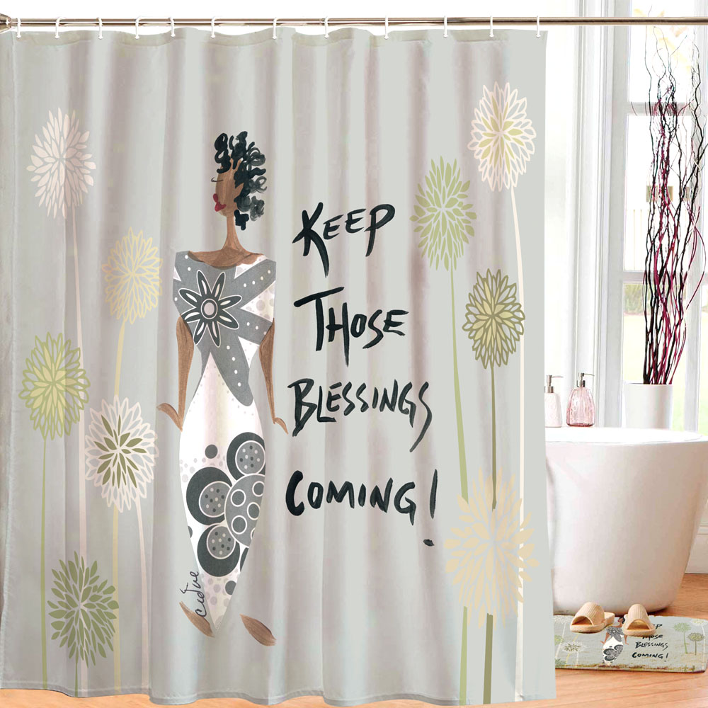 Blessings Coming Shower Curtain, African Design Shower Curtains