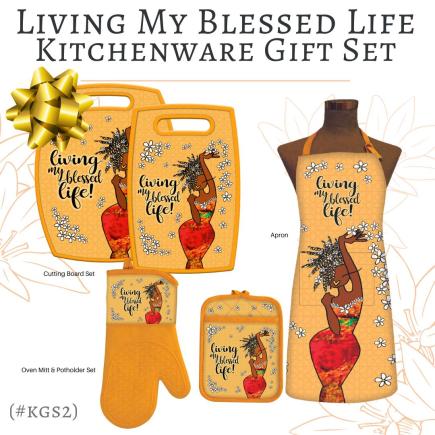 Living My Blessed Life Oven Mitt Potholder Set - Shades of Color