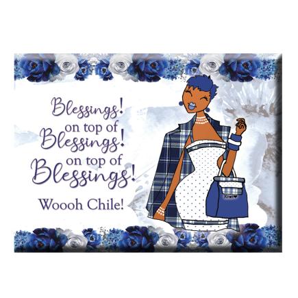 Blessings On Top Of Blessings! Magnet Blue and White