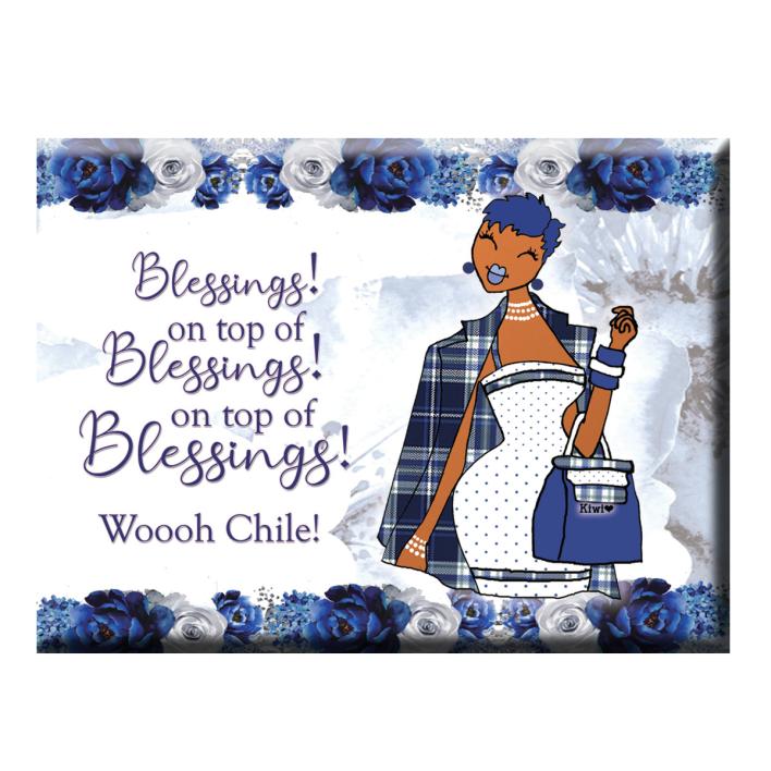 Blessings On Top Of Blessings! Magnet Blue and White