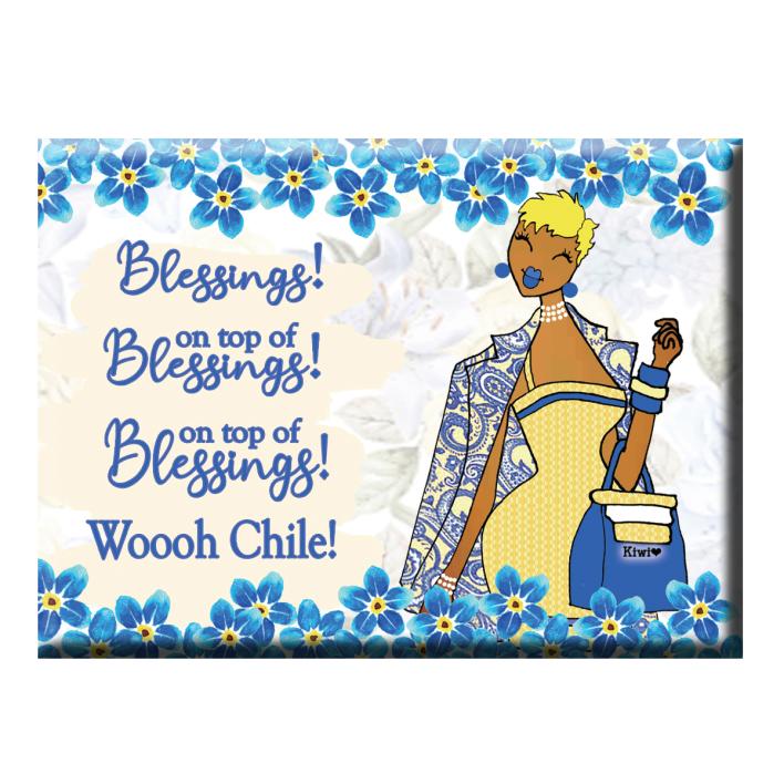 Blessings On Top Of Blessings! Magnet Blue and Gold