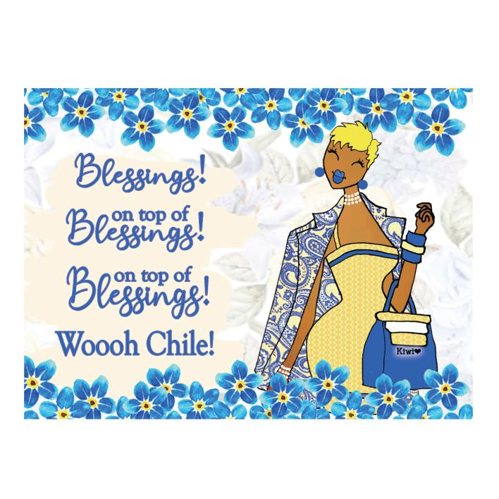 Blessings On Top Of Blessings! Magnet Blue and Gold