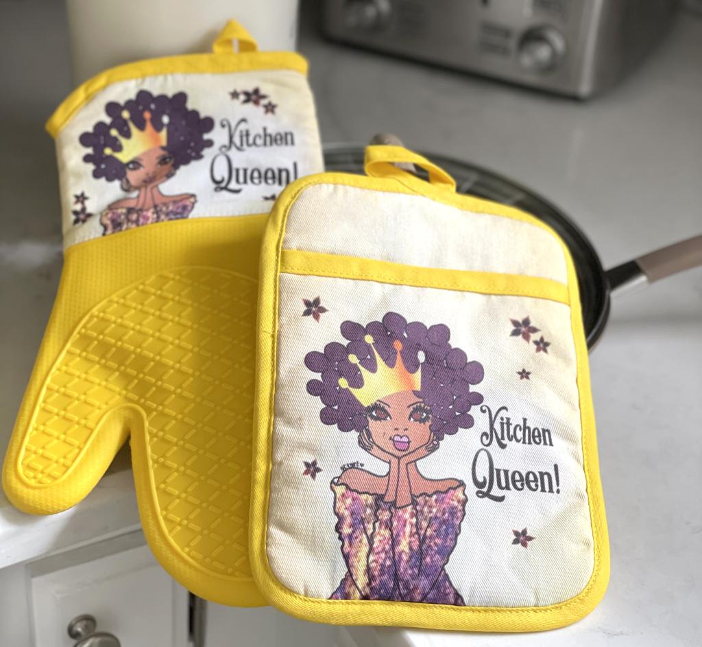 The Kitchen Queen Oven Mitt Potholder Set By Shades Of Color   OPS225  5 1024x943 