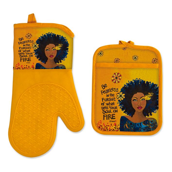 OPS233 Soul On Fire Oven Mitt Potholder Set