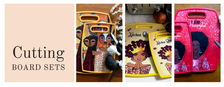 Cutting Boards with Genuine Black Art - Shades of Color