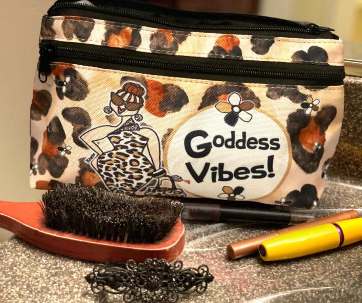 TZB308_ Goddess Vibes Twin Zipper Cosmetic Bags