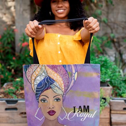 "I Am Worthy" Tote Bag By Shades Of Color - African American Art Woven Tote (17x17 Inches) - View #6