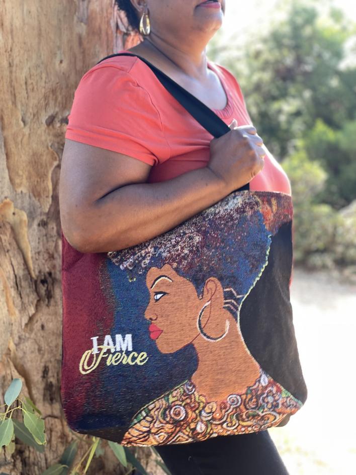 WTB237_ (2) I Am Fierce Woven Tote Bag