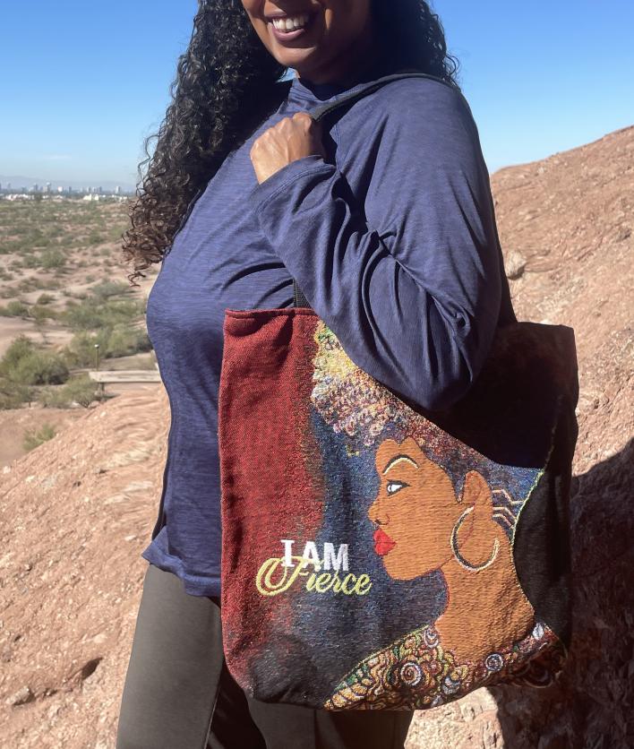WTB237_ (3) I Am Fierce Woven Tote Bag