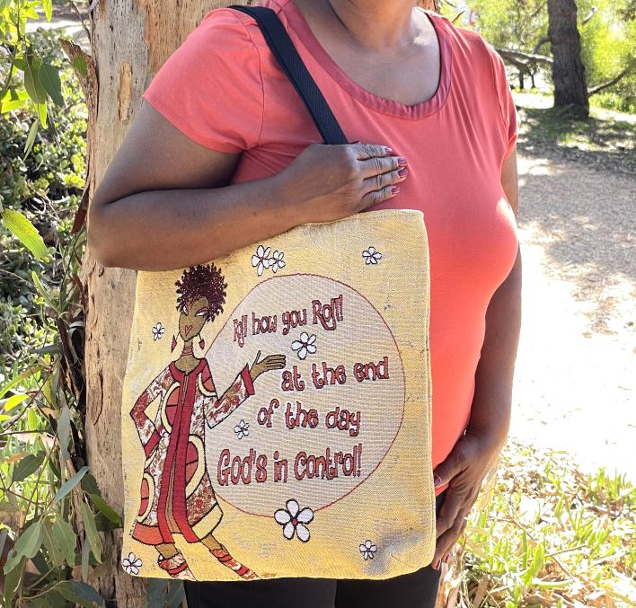 God's In Control Woven Tote Bag