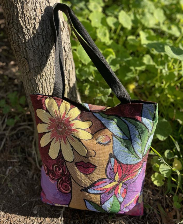 Garden Spirit Woven Tote Bag | Wearable Black Art