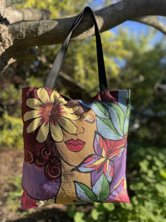 Garden Spirit Woven Tote Bag | Wearable Black Art