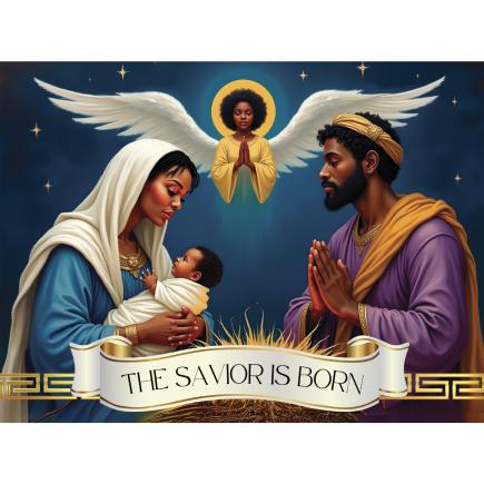 The Savior Is Born African American Holiday Cards