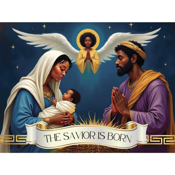 X26-219 The Savior Is Born African American Holiday Cards